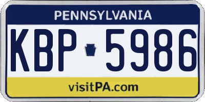 PA license plate KBP5986