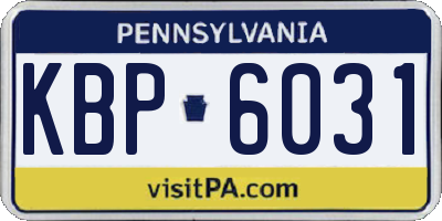 PA license plate KBP6031