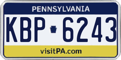 PA license plate KBP6243