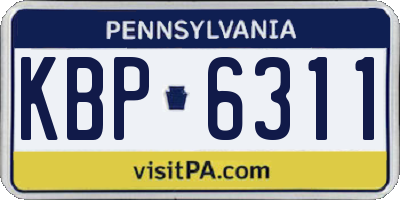 PA license plate KBP6311