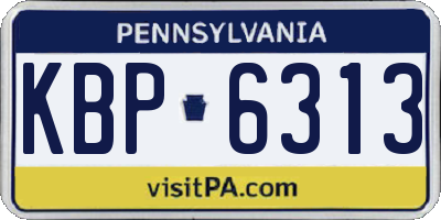 PA license plate KBP6313