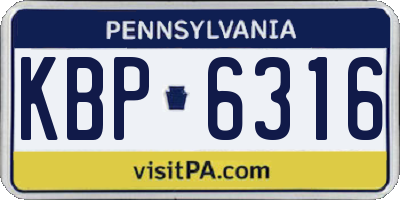 PA license plate KBP6316
