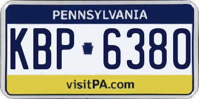PA license plate KBP6380
