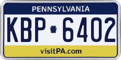 PA license plate KBP6402