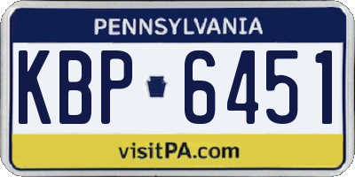 PA license plate KBP6451