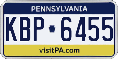 PA license plate KBP6455
