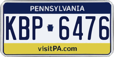 PA license plate KBP6476