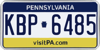 PA license plate KBP6485