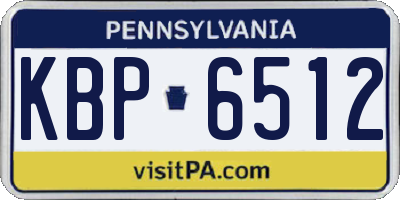 PA license plate KBP6512