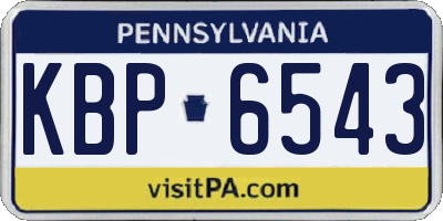 PA license plate KBP6543
