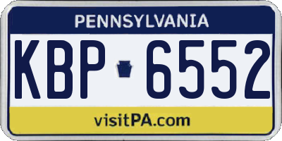 PA license plate KBP6552