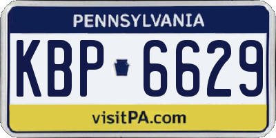 PA license plate KBP6629