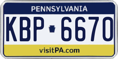 PA license plate KBP6670