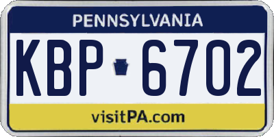 PA license plate KBP6702