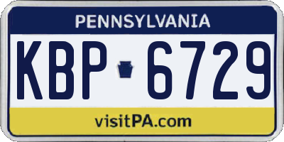 PA license plate KBP6729