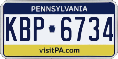 PA license plate KBP6734