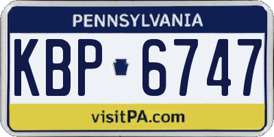 PA license plate KBP6747