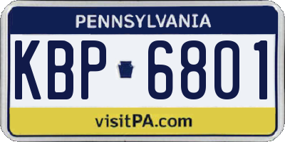 PA license plate KBP6801