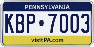 PA license plate KBP7003