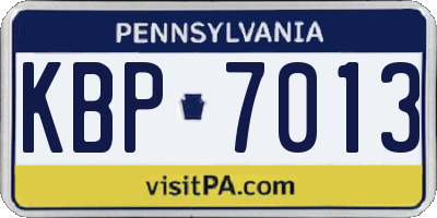PA license plate KBP7013