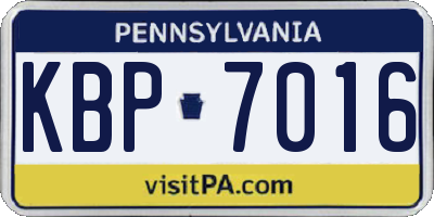 PA license plate KBP7016