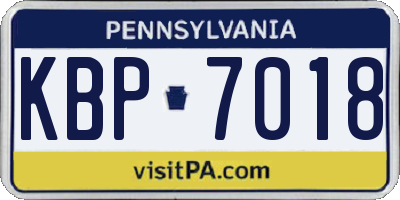 PA license plate KBP7018