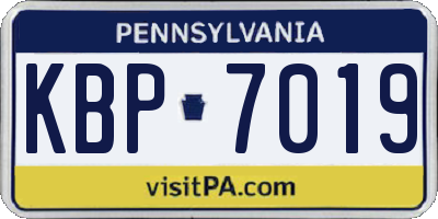PA license plate KBP7019