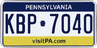 PA license plate KBP7040
