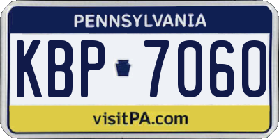 PA license plate KBP7060