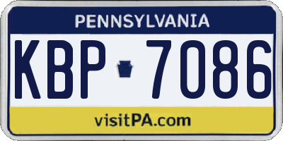 PA license plate KBP7086
