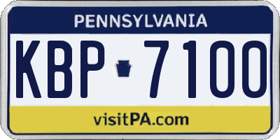 PA license plate KBP7100