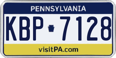 PA license plate KBP7128