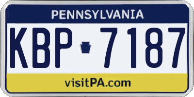 PA license plate KBP7187