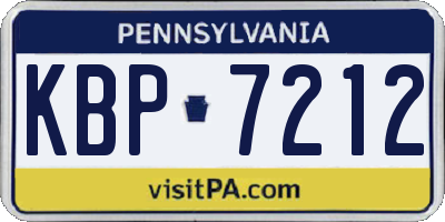 PA license plate KBP7212