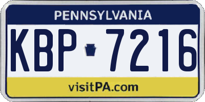 PA license plate KBP7216