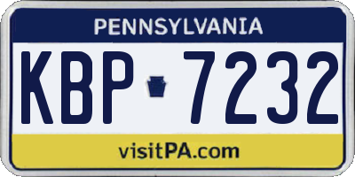 PA license plate KBP7232