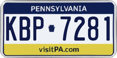 PA license plate KBP7281