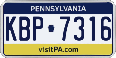 PA license plate KBP7316