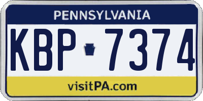 PA license plate KBP7374