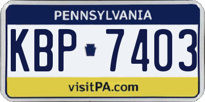 PA license plate KBP7403