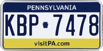 PA license plate KBP7478