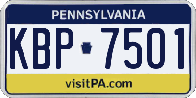 PA license plate KBP7501