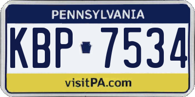 PA license plate KBP7534