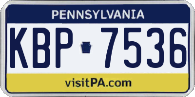 PA license plate KBP7536