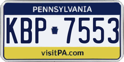 PA license plate KBP7553