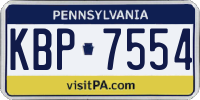 PA license plate KBP7554