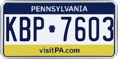 PA license plate KBP7603