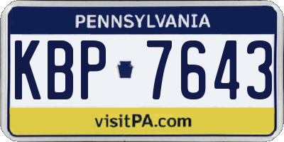 PA license plate KBP7643
