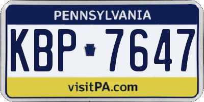 PA license plate KBP7647