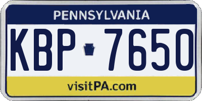 PA license plate KBP7650